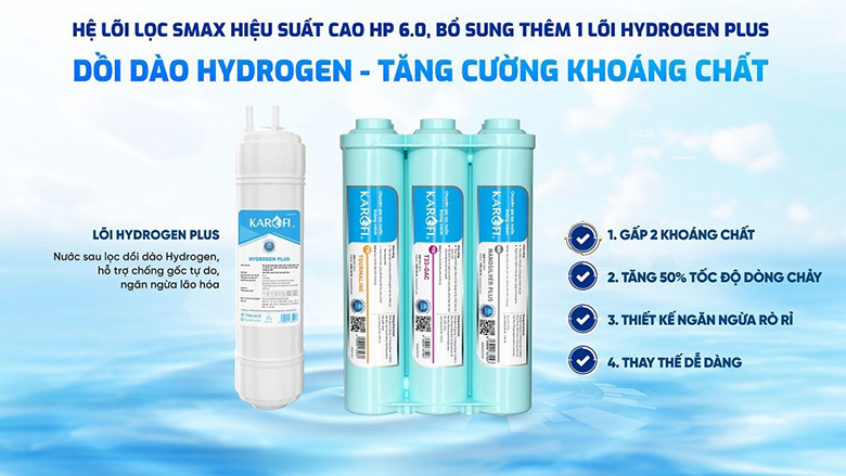 Máy lọc nước nóng lạnh Karofi KAD-D69 6 lõi chức năng
