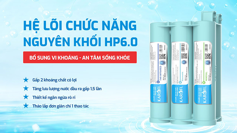 Máy lọc nước RO Karofi KAQ-M22 có lõi chức năng thay nhanh
