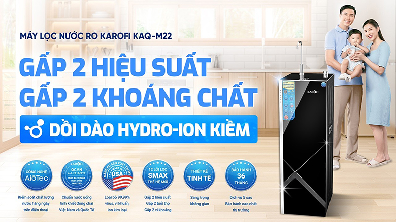 Máy lọc nước RO Karofi KAQ-M22 12 lõi chi tiết