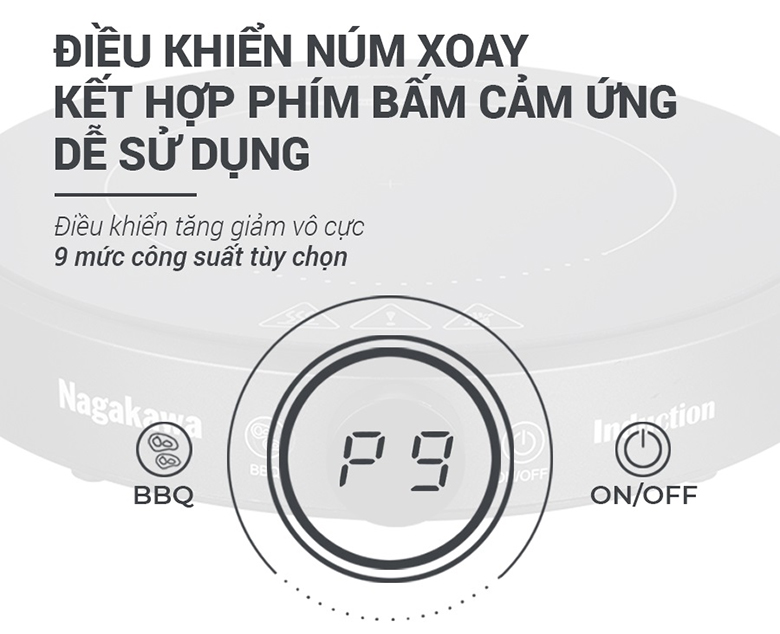 Bếp từ Nagakawa NAG0716 điều khiển cảm ứng và núm xoay