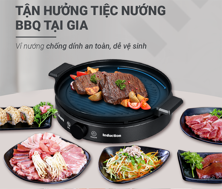 Bếp điện từ đa năng Nagakawa NAG0716 có vỉ nướng tiện lợi