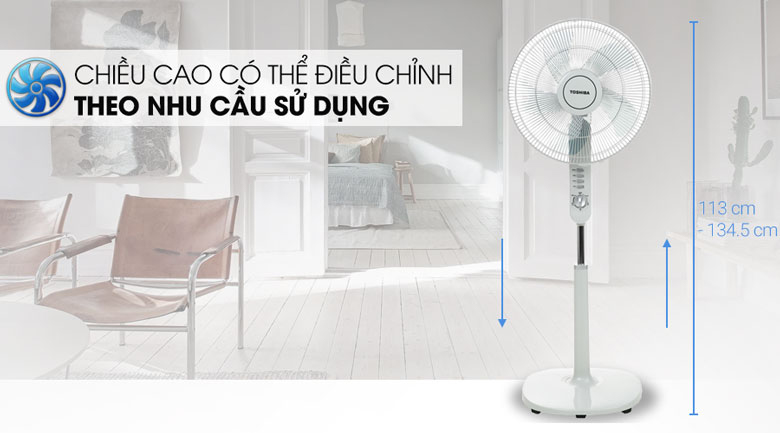 Quạt đứng Toshiba 5 cánh F-LSA10(H)VN 50W - Độ cao của quạt cũng có thể điều chỉnh linh hoạt