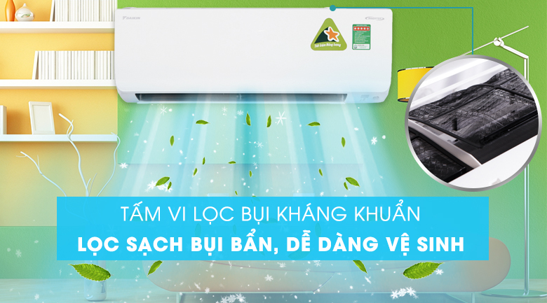 Tấm lọc vi bụi - Điều hòa 2 chiều Daikin inverter 9000BTU FTHF25RAVMV/RHF25RAVMV
