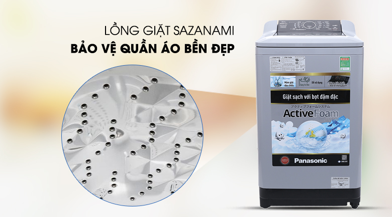 Lồng giặt Sazanami - Máy giặt Panasonic 9 kg NA-F90A4GRV lồng đứng