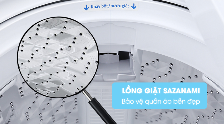 Lồng giặt Sazanami- Máy giặt Panasonic 10 kg NA-F100A4GRV lồng đứng