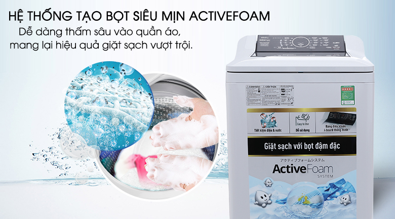 Hệ thống ActiveFoam- Máy giặt Panasonic 10 kg NA-F100A4GRV lồng đứng