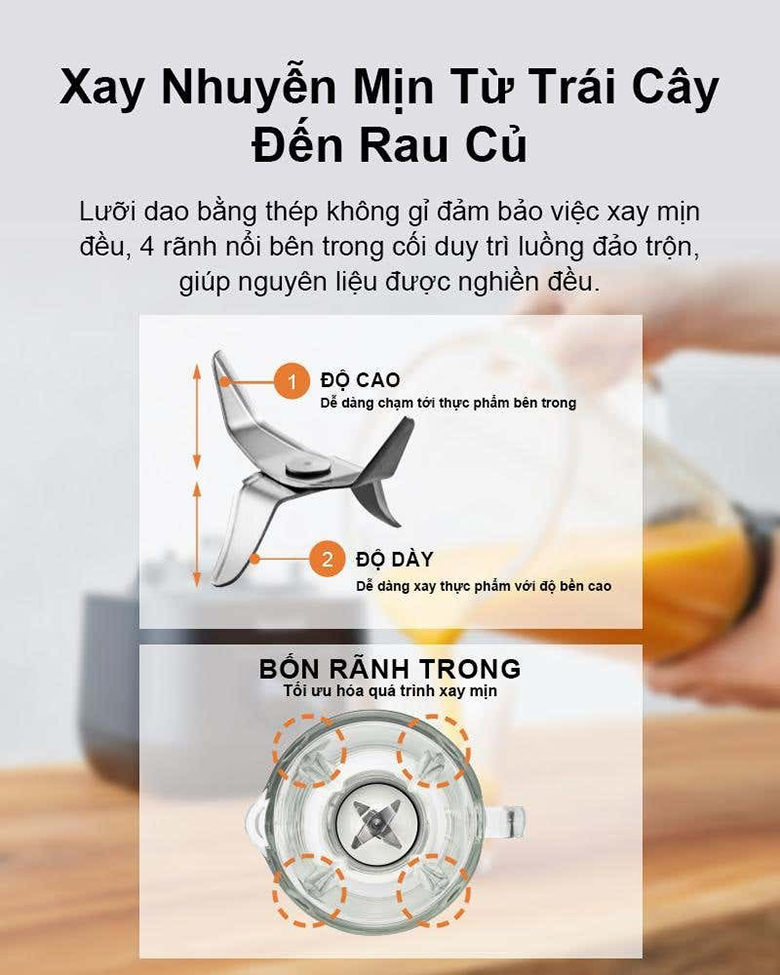 Máy xay sinh tố Panasonic MX-EG5311KRA - Công suất mạnh mẽ, lưỡi dao 4 cánh sắc bén