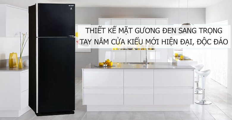 tu-lanh-sharp-sj-xp435pg-bk cửa tủ mặt gương