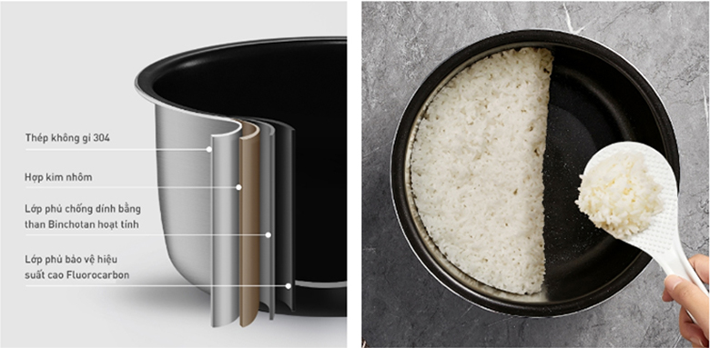 Nồi cơm điện cao tần Panasonic 1.5 lít SR-HN151KRA - Lòng nồi phủ chống dính cao cấp, bền bỉ