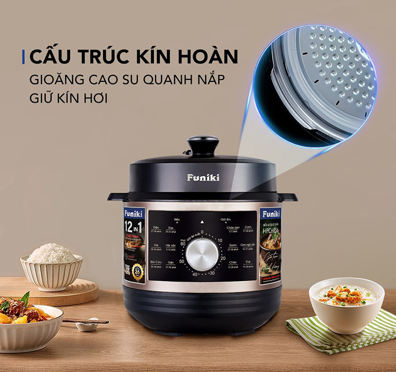 Nồi áp suất điện Funiki 6 lít HPC6856 - Cấu trúc kín