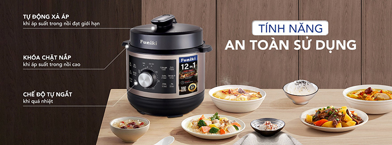 Nồi áp suất điện Funiki 5 lít HPC6855 - Trang bị tính năng an toàn