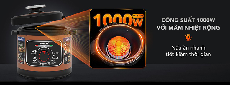 Nồi áp suất điện Funiki 6 lít HPC6858 - Công suất mạnh mẽ, nấu nhanh chóng