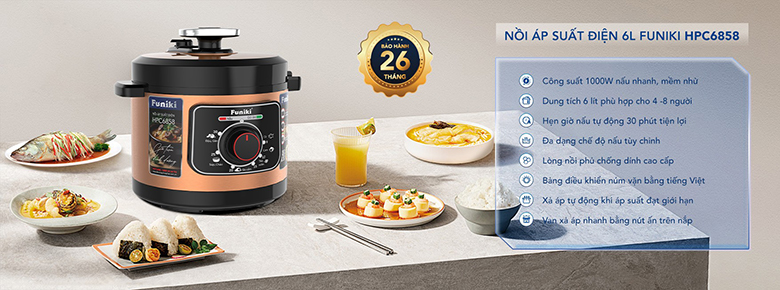 Nồi áp suất điện Funiki 6 lít HPC6858
