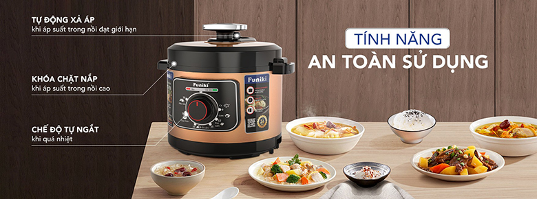 Nồi áp suất điện Funiki 6 lít HPC6858 - Trang bị tính năng an toàn tuyệt đối