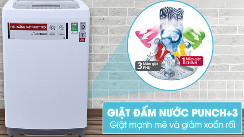 đấm nước Punch+3 trên máy giặt LG lồng đứng
