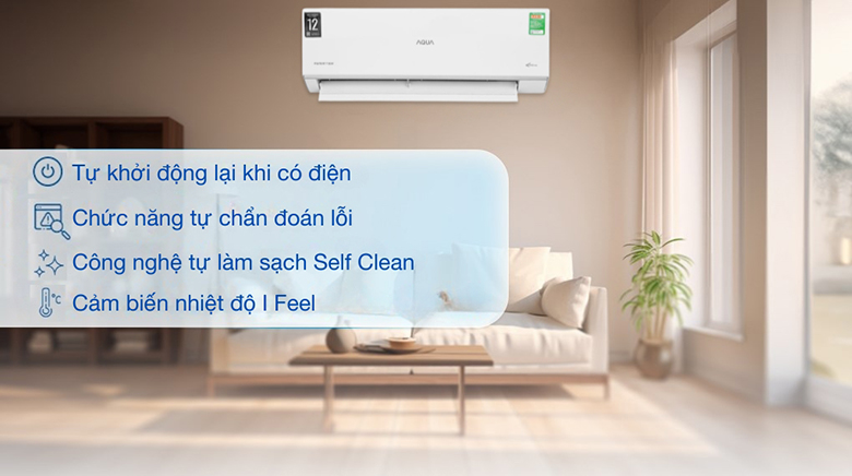 Tự làm sạch Self Clean - Điều hòa Aqua 1 chiều Inverter 12300 BTU AQA-RUV13RB3