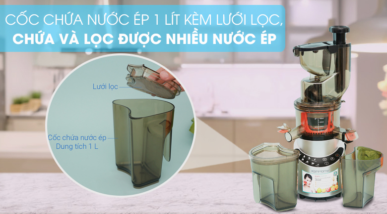 Cốc đựng dung tích 1 lít-Máy ép chậm Korihome JEK-844