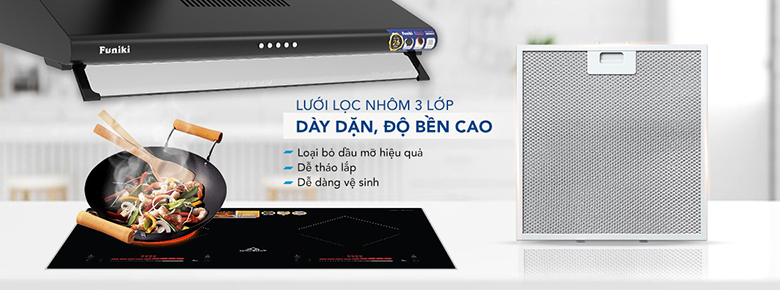 Máy hút mùi Funiki HKH9638 lưới lọc nhôm