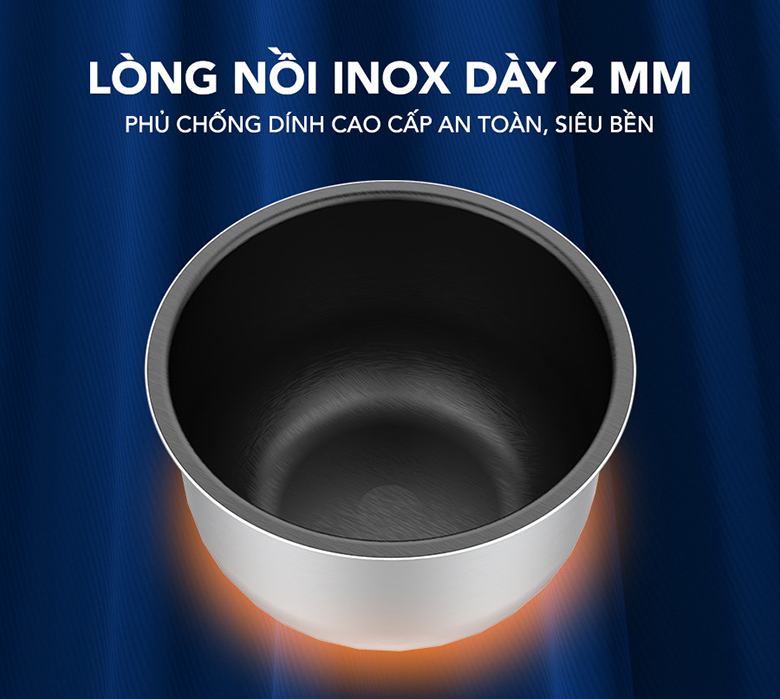 Nồi cơm điện cao tần Funiki 1.8 lít HDH6668 - Lòng nồi inox dày dặn