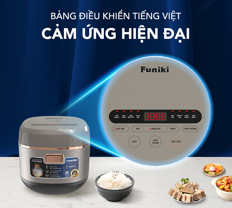 Nồi cơm điện cao tần Funiki 1.8 lít HDH6668 - Bảng điều khiển cảm ứng hiện đại