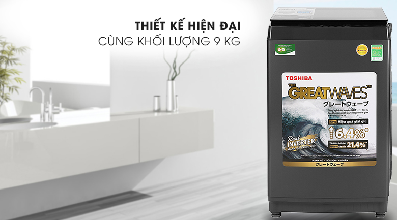 Khối lượng giặt-Máy giặt Toshiba Inverter 9 kg AW-DK1000FV(KK) lồng đứng