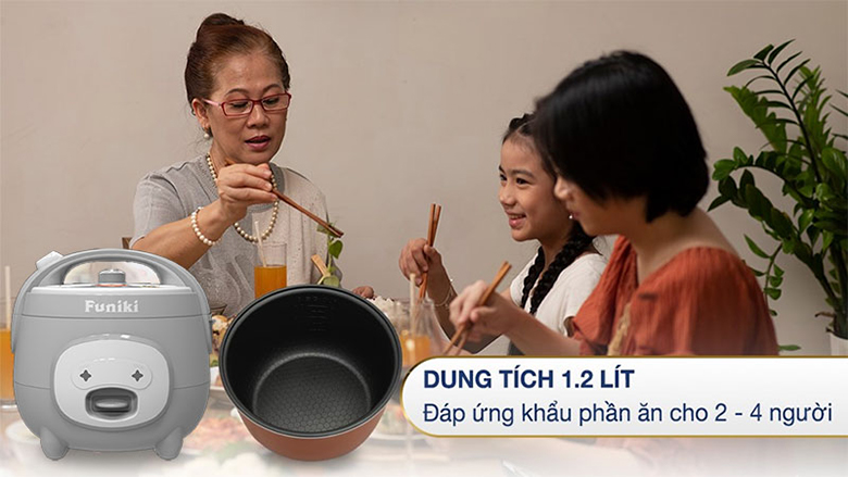 Nồi cơm điện Funiki 1.2 lít HRC6124 - Thiết kế nhỏ gọn, phù hợp với mọi không gian 