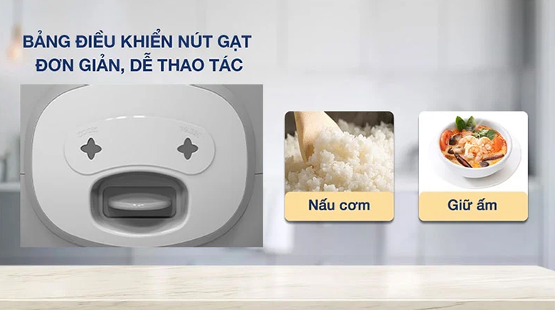 Nồi cơm điện Funiki HRC6124 1.2 lít - Trang bị nút gạt dễ sử dụng