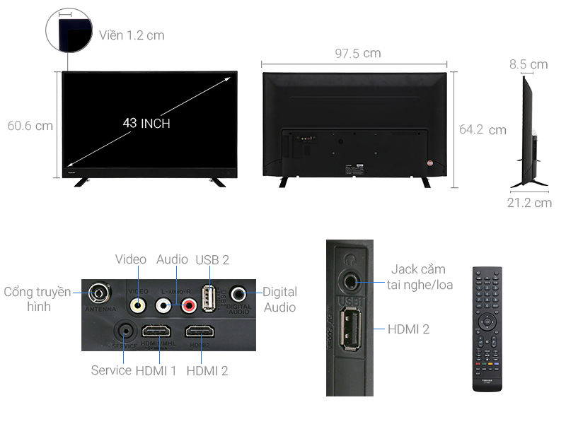 Thiết kế đơn giản - Tivi Toshiba 43 inch 43L3750VN