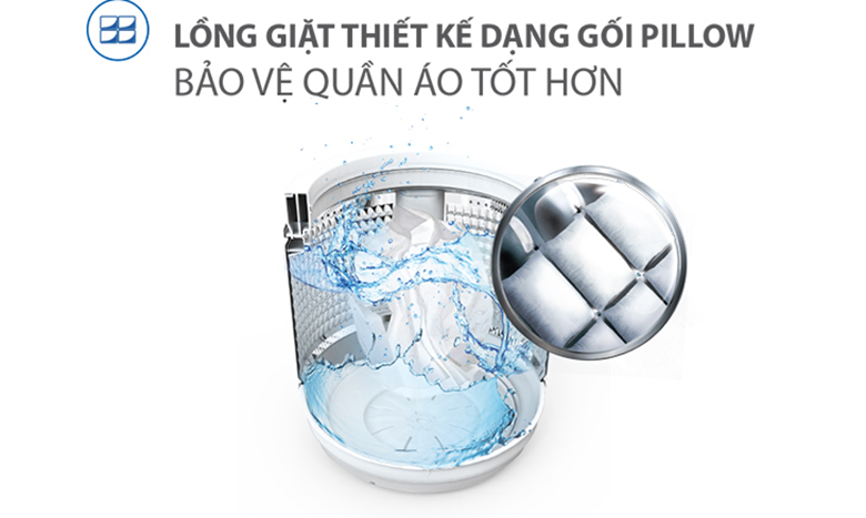 Lồng giặt Pillow-Máy giặt Aqua Inverter 9 kg AQD-D900F S lồng ngang