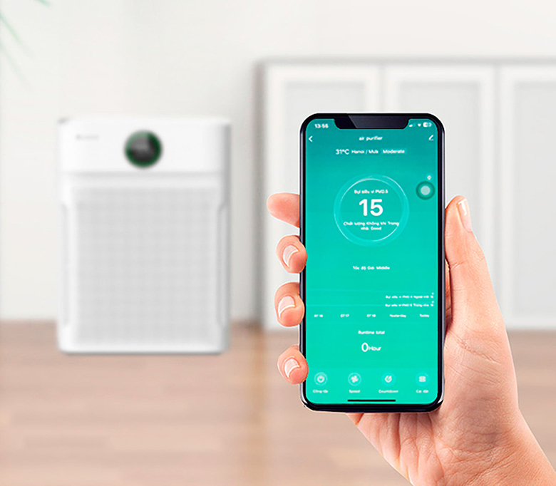 Máy lọc không khí Lumias Bulma điều khiển ứng dụng
