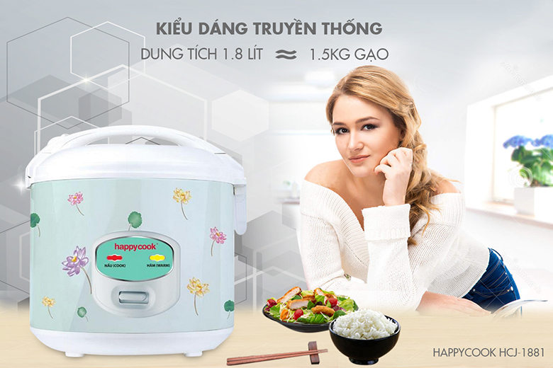 Dung tích-Nồi cơm điện Happy cook 1.8L HCJ-1811