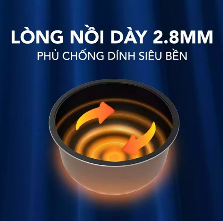 Nồi cơm điện tử Funiki 1.5 lít HEC6465 - Lòng nồi dày dặn, phủ chống dính siêu bền