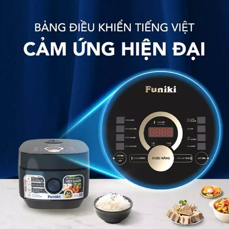 Nồi cơm điện tử Funiki 1.5 lít HEC6465 - Bảng điều khiển cảm ứng hiện đại