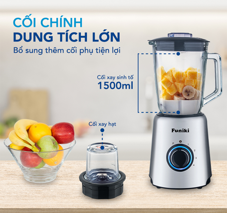 Máy xay sinh tố đa năng Funiki HCB2252 - Trang bị 2 cối xay đa năng