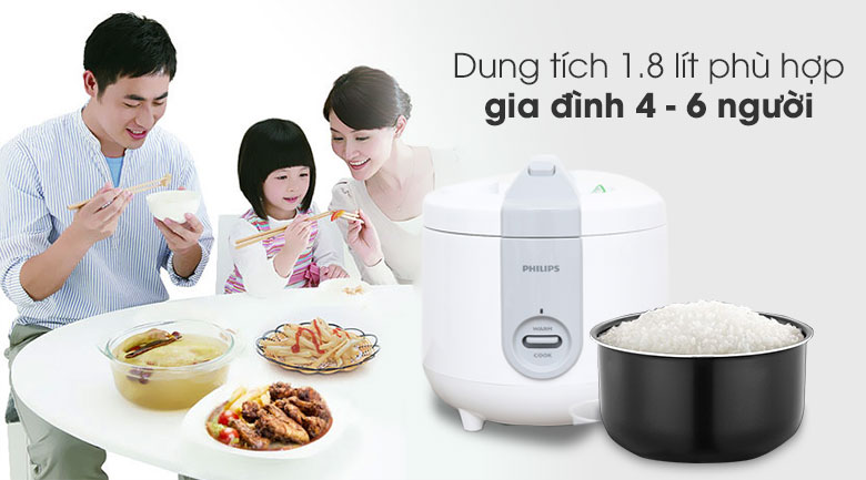 Dung tích-Nồi cơm điện Philips 1.8 lít HD3115