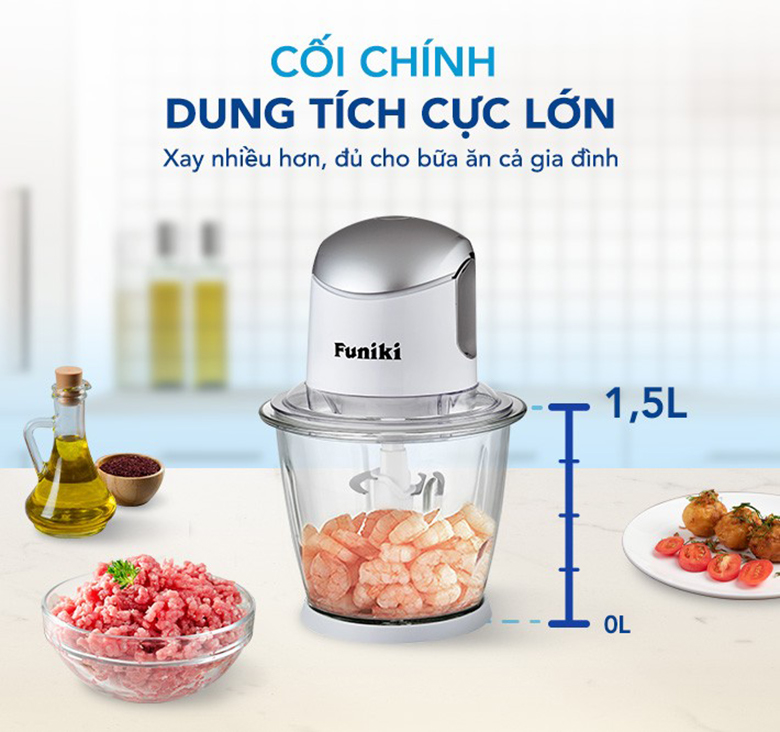 Máy xay thịt Funiki 1.5 lít HMG2553 - Dung tích cối 1.5 lít