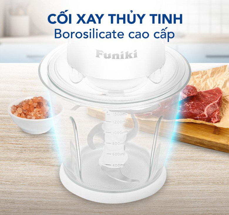 Máy xay thịt Funiki 1.5 lít HMG2553 - Kiểu dáng nhỏ gọn, chất liệu bền bỉ, an toàn với sức khỏe
