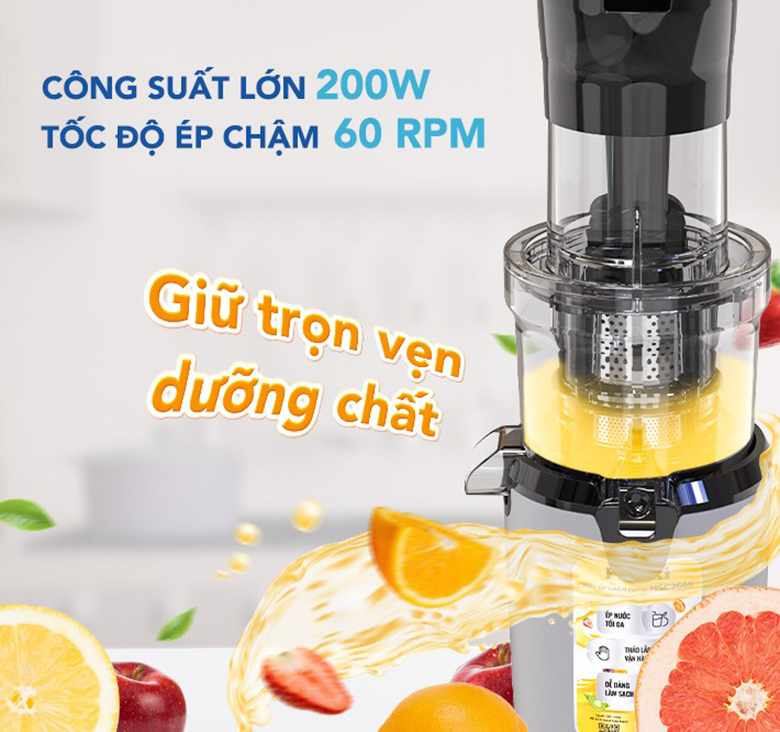 Máy ép chậm Funiki HSC2666 - Công suất mạnh mẽ, ép kiệt nhanh chóng