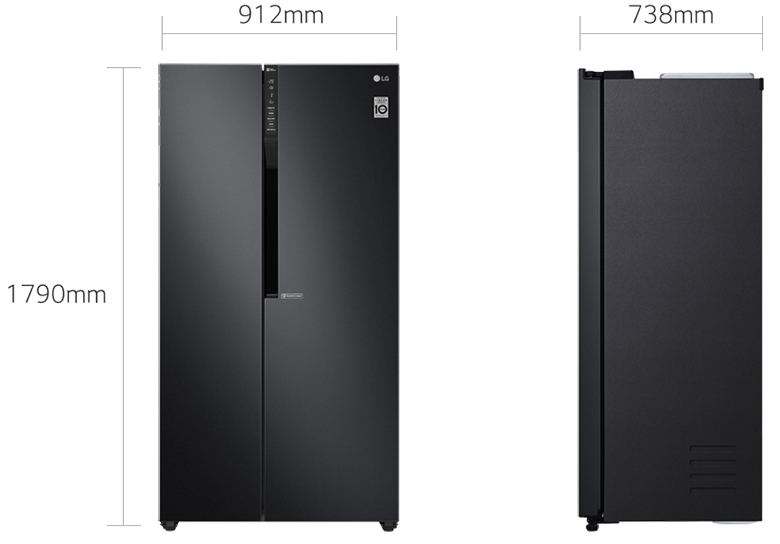 Tủ lạnh SBS LG Inverter 613 lít GR-B247WB - kích thước