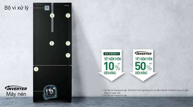 Tủ lạnh Panasonic Inverter 410 lít NR-BX460XKVN - tiết kiệm điện cảm biến econavi