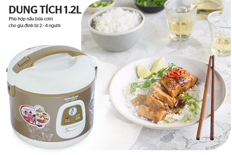 Dung tích-Nồi cơm điện 1.2L Sunhouse SHD8216 vàng