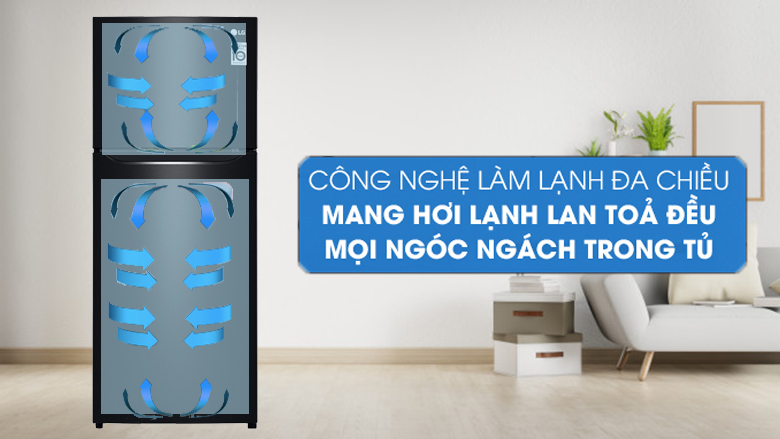 Tủ lạnh LG Inverter 187 lít GN-L205WB - luồng khí lạnh đa chiều