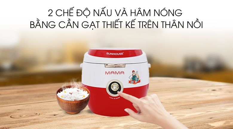Bảng điều khiển-Nồi cơm điện 1.8L Sunhouse SHD8661 đỏ trắng