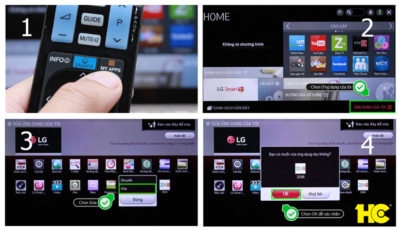 hướng dẫn sử dụng điều khiến tivi LG nút my apps
