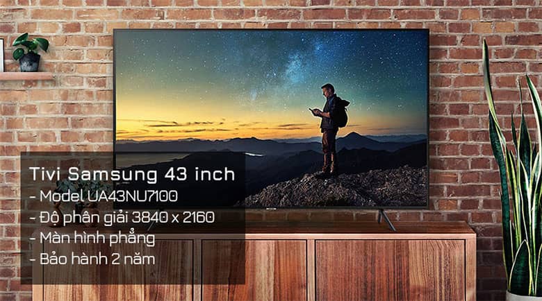 Tivi hãng nào tốt nhất: Smart Tivi Samsung 4K 43 inch UA43NU7100KXXV