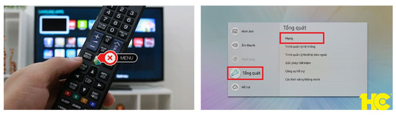 cách kết nối wifi cho tivi samsung bước 1