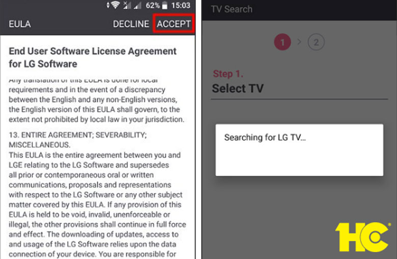 kết nối iphone với tivi lg bước 1