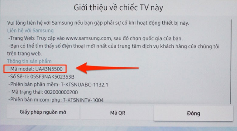 Tên tivi Samsung nhà bạn