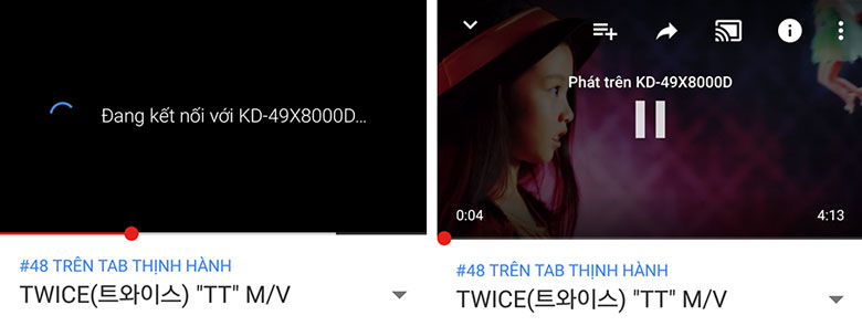 kết nối điện thoại với tivi qua youtube bước 3