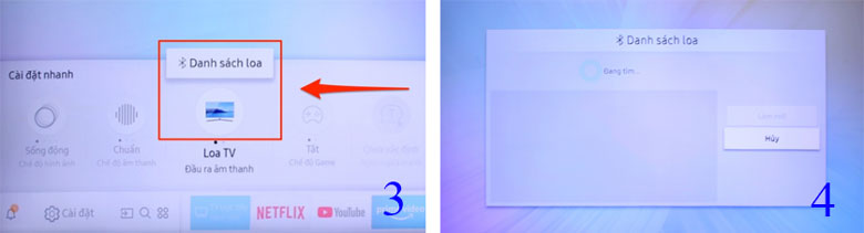 Cách kết nối tivi với loa qua bluetooth bước 3 và 4